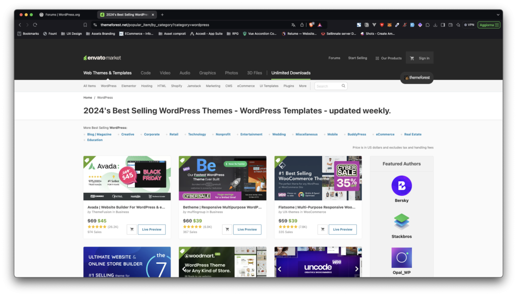 ThemeForest: uno dei più grandi marketplace per temi WordPress attualmente presenti sul mercato